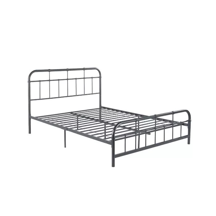 Queen Berthoud Industrial Iron Bed Charcoal Gray - Christopher Knight Home | Target