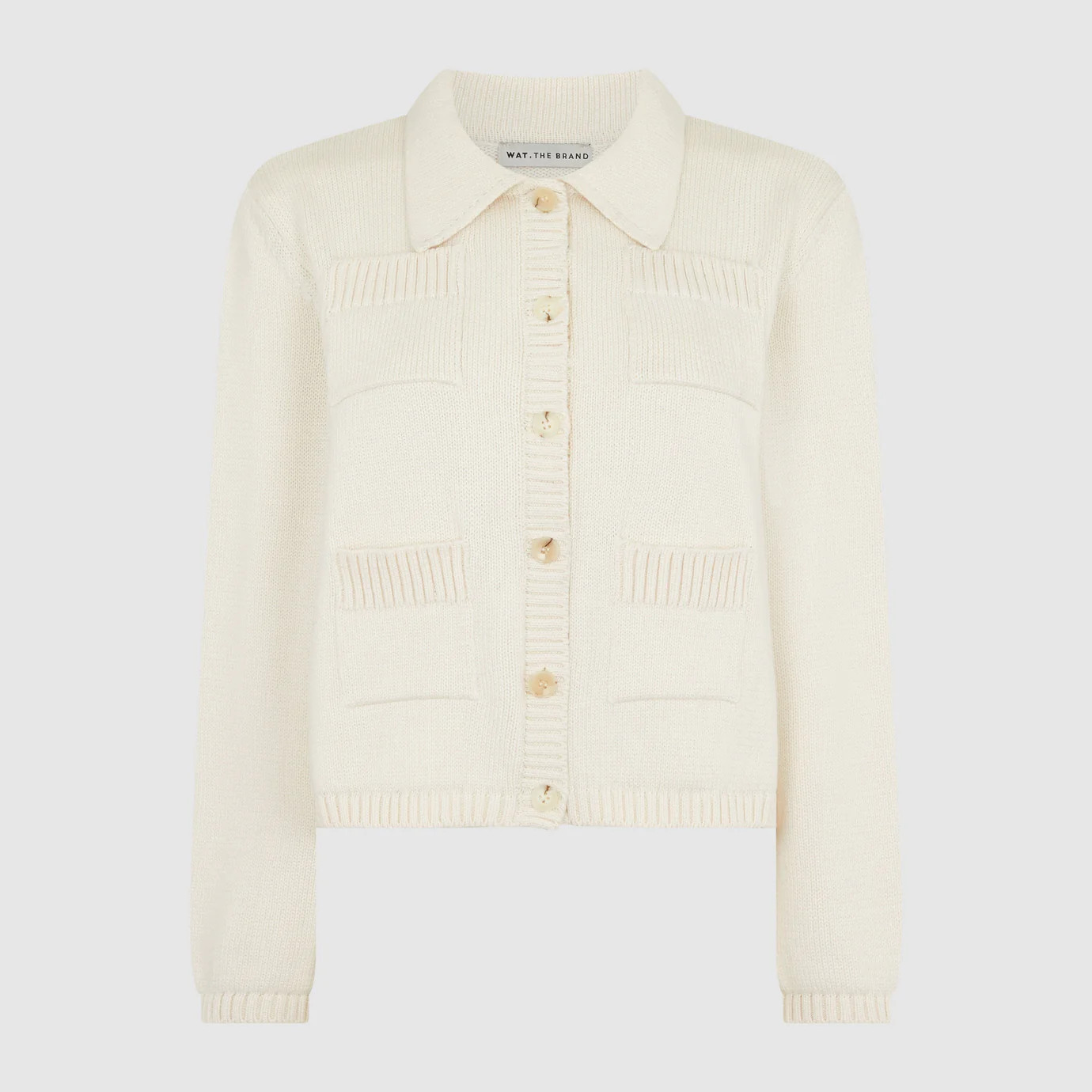 COLLARED KNIT CARDIGAN - CREAM | WAT The Brand