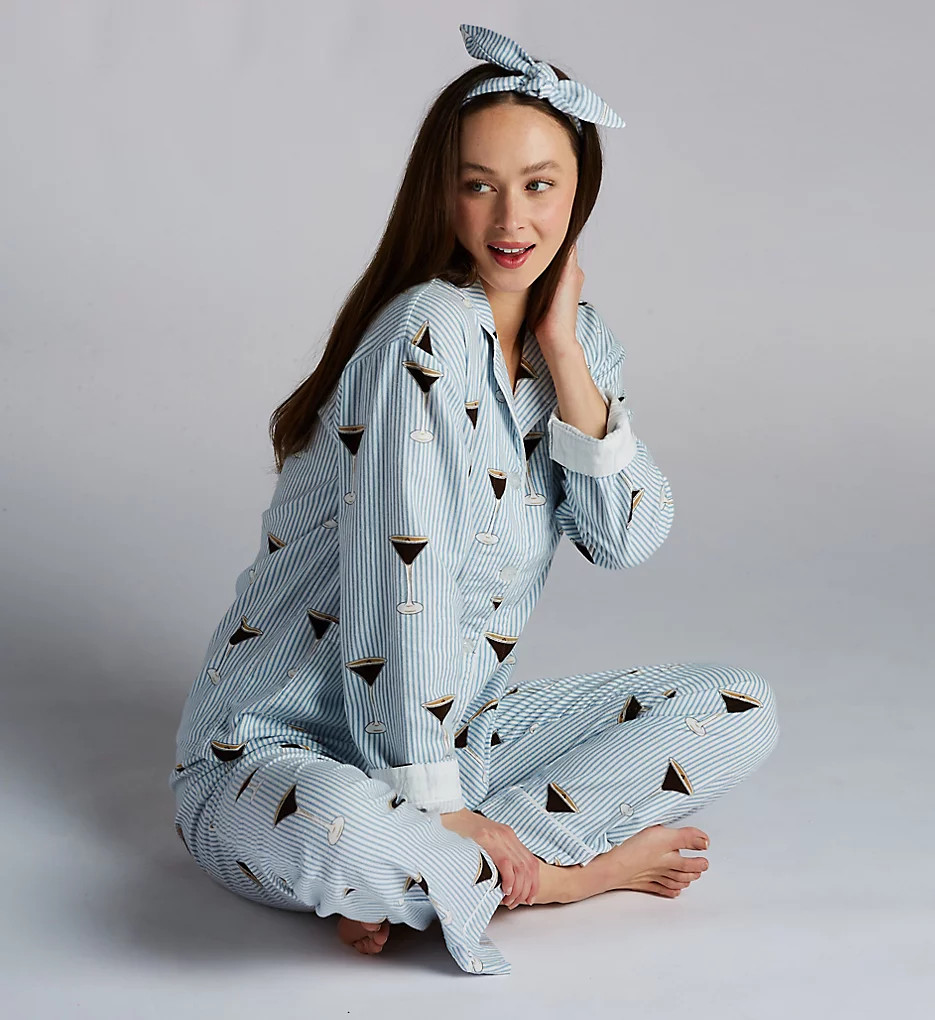 PJ Salvage Women's Espresso Yourself Twill PJ Set in Bluestone | Size Small | HerRoom.com | HerRoom