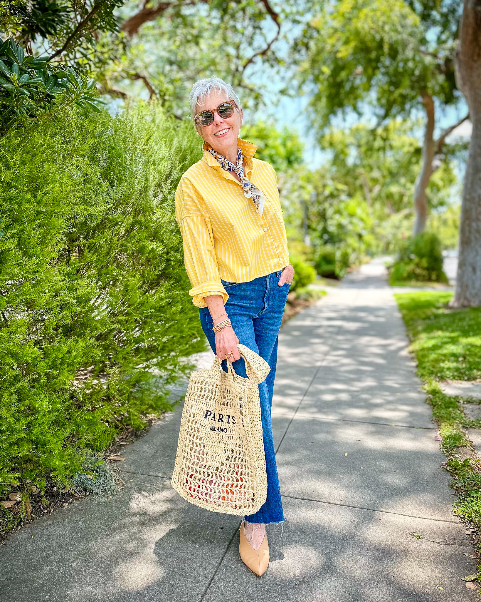 An easy summer look with a cropped shirt and straight-leg jeans.

My sizes: Shirt - XS, jeans - 28 

 #LTKSeasonal #LTKOver40 #LTKPetite