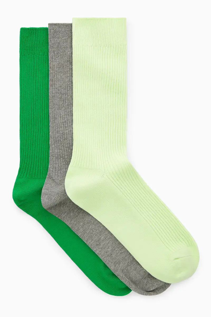3-PACK RIBBED SOCKS - Lime green / green / grey - Socks - COS | COS (US)