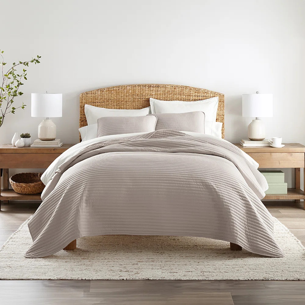 Becky Cameron Lightweight All Season Stripe Stitch Quilt Set with Shams | Wayfair North America