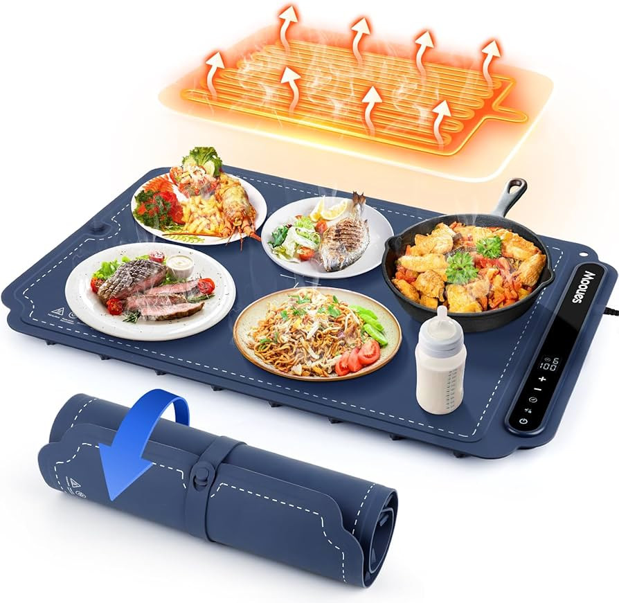Electric Warming Tray, Portable Silicone Food Warming Mat, Versatile Full Surface Heating Food Wa... | Amazon (US)