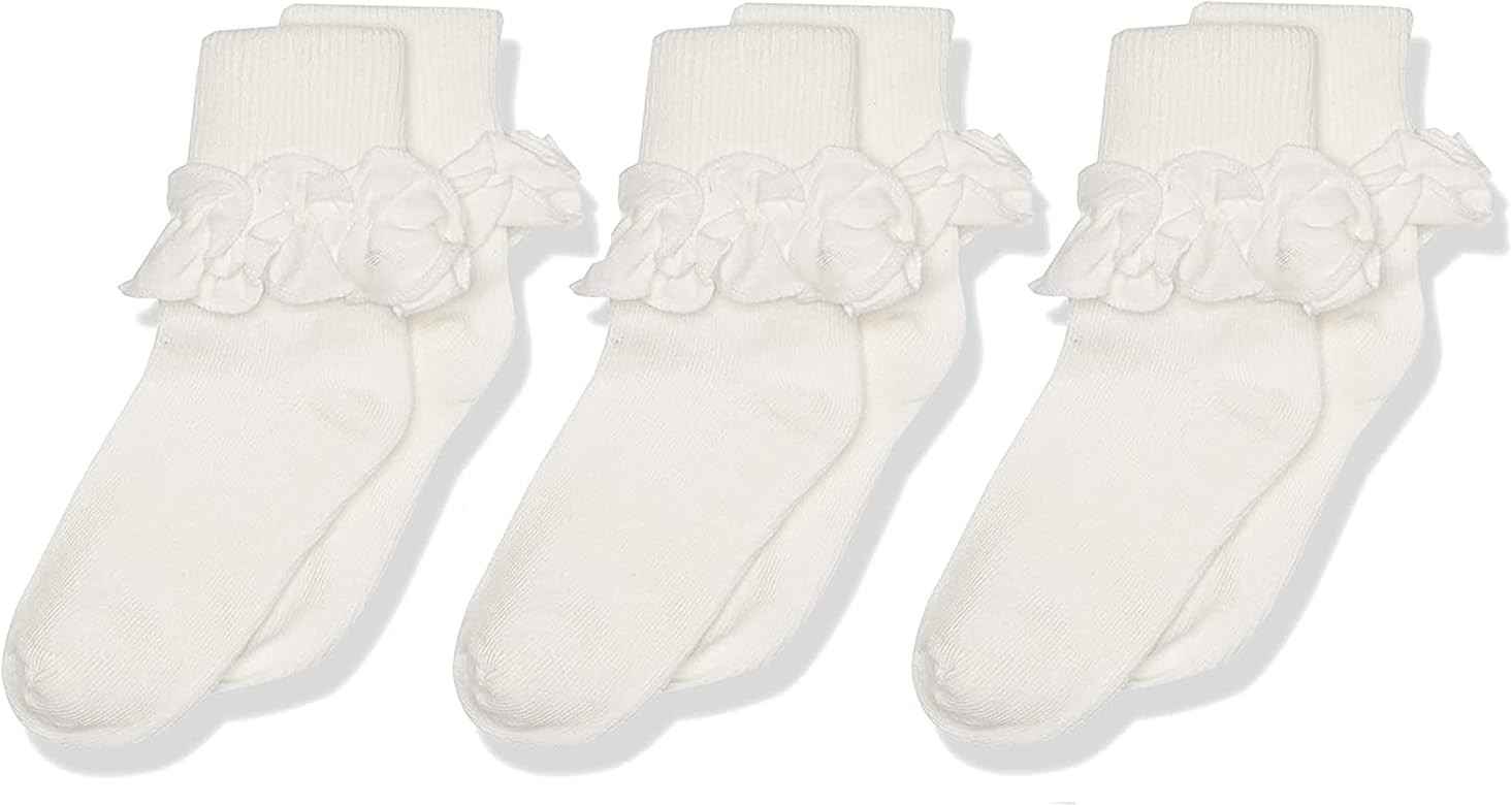 Jefferies Socks Girls 2-6X Misty Ruffle Turn Cuff 3 Pair Pack Socks | Amazon (US)