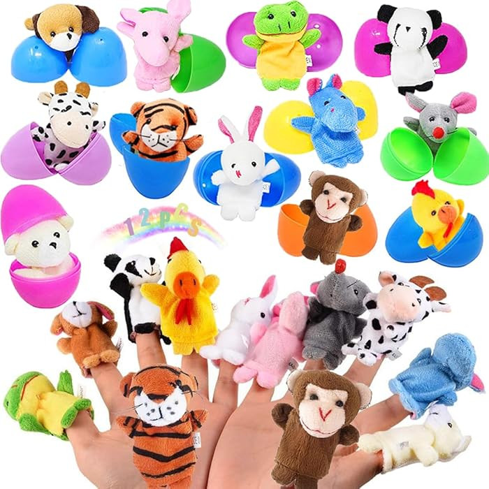 UMEELR Easter Fillable Eggs with Animals Finger Puppets, Basket Stuffers, Kids Party Favor School... | Amazon (US)