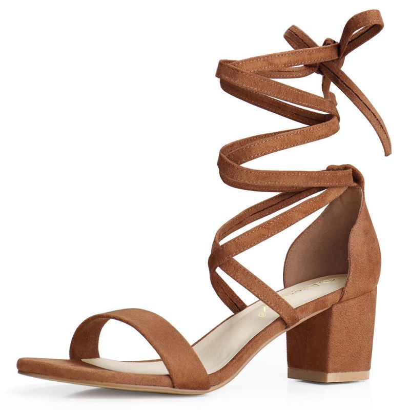 Allegra K Women's Lace Up Mid Chunky Heeled Sandals | Target