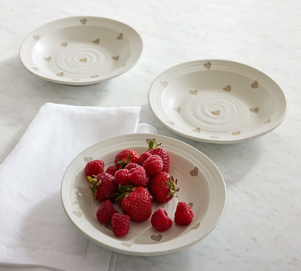 Farmstead Hearts Stoneware Appetizer Plates - Set of 4 | Pottery Barn (US)