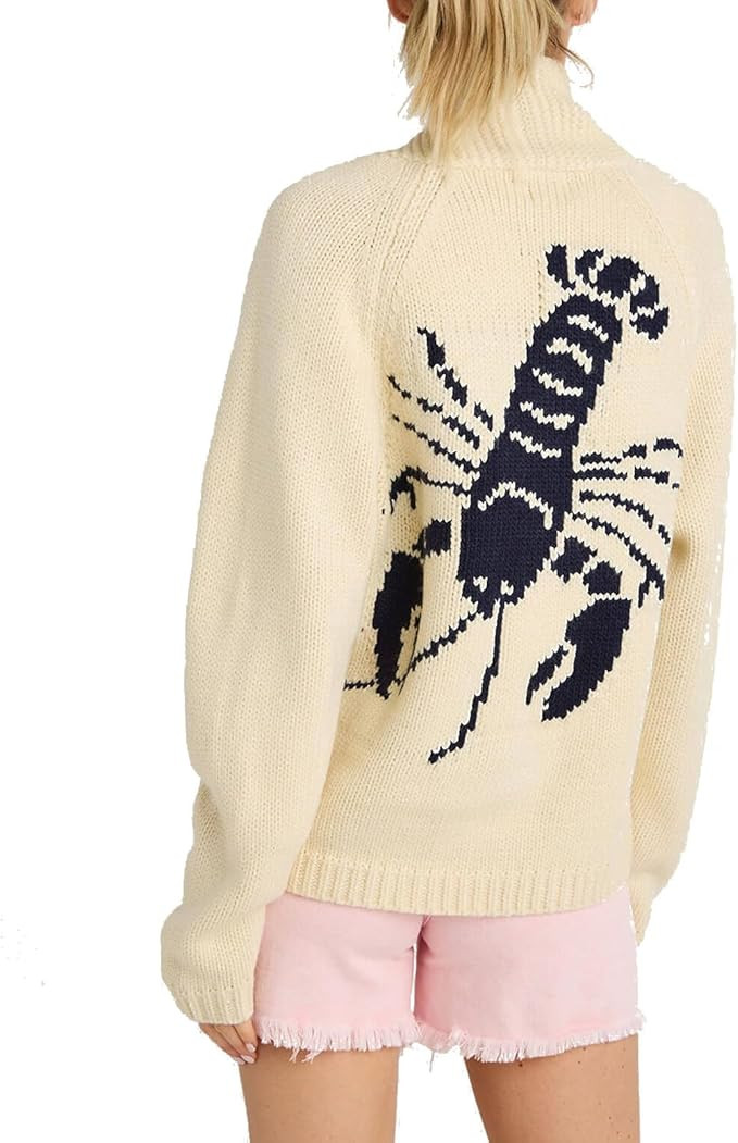 Chvity Women Lobster Print Long Sleeve Cardigan Sweater Casual Fashion Y2K Loose Fit Button Down ... | Amazon (US)