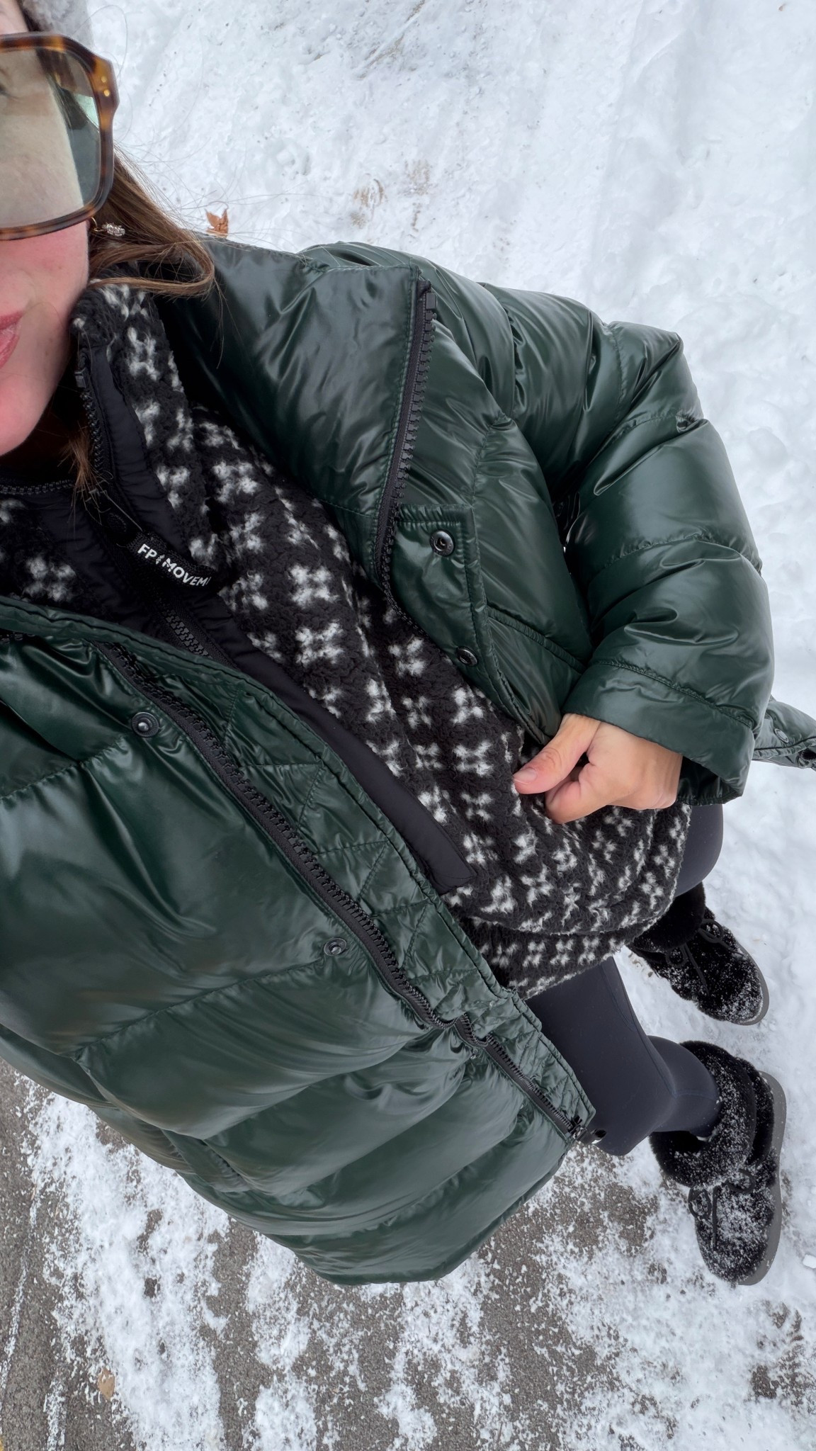 Winter walk outfit! XS coat + leggings, small fleece!