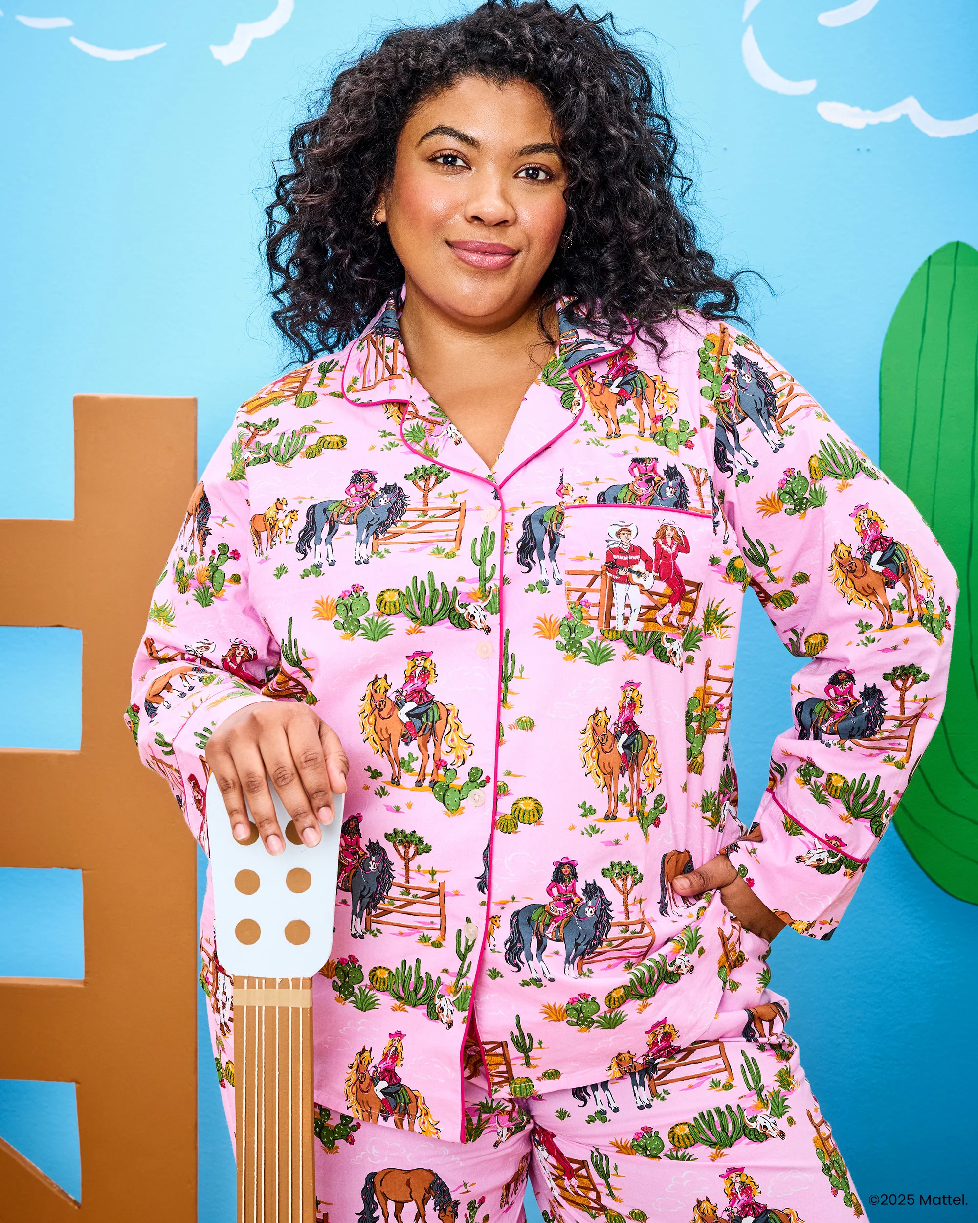 Barbie™ + Printfresh Western Barbie - Petite Long PJ Set - Cowgirl Pin | Printfresh