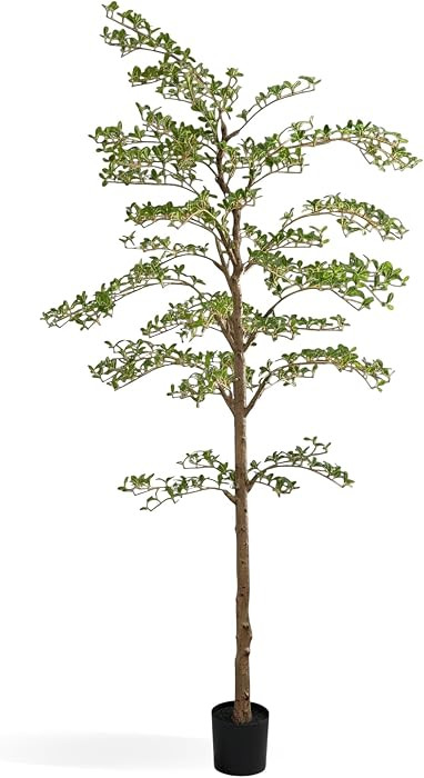 7FT Artificial Shady Lady Tree, Faux Black Olive Tree with Silk Leaves, Tall Artificial Indoor Tr... | Amazon (US)