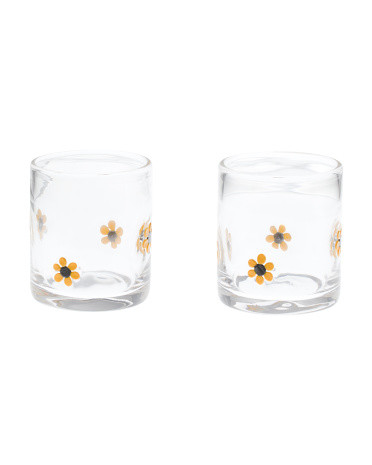 Set Of 2 Lampwork Daisy Double Old-fashioned Glasses | Marshalls