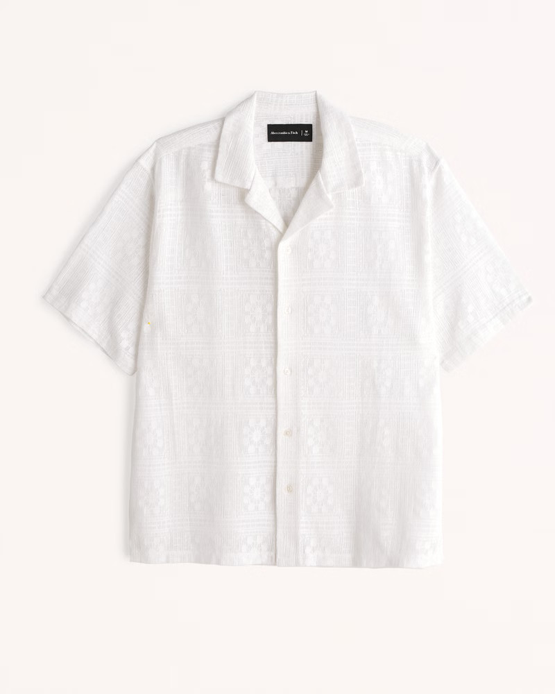 Camp Collar Lacey Button-Up Shirt | Abercrombie & Fitch (US)