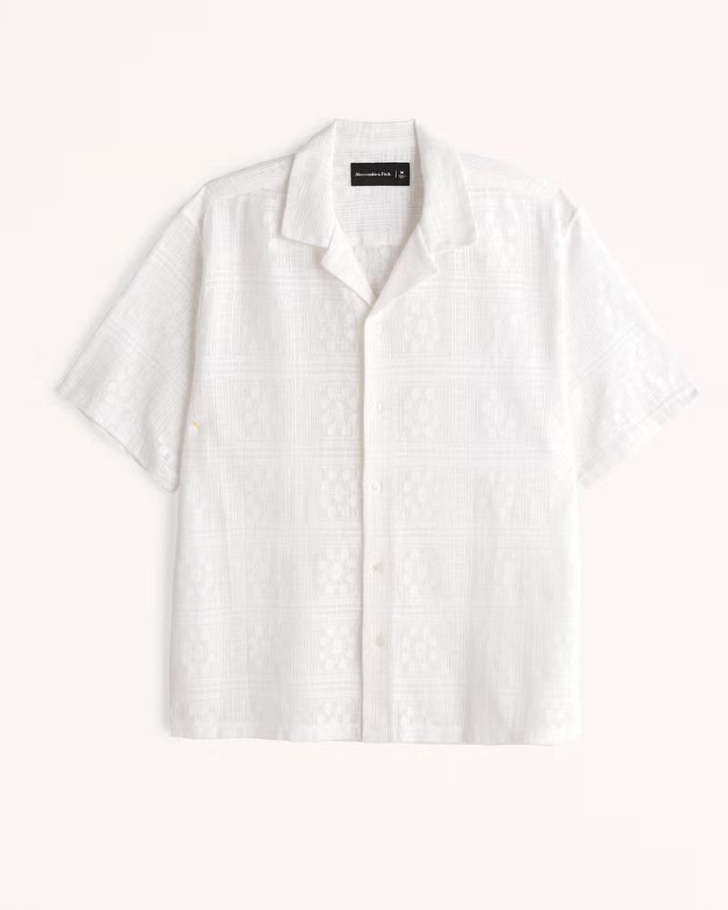 Camp Collar Lacey Button-Up Shirt | Abercrombie & Fitch (US)
