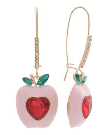 Enamel Crystal Apple Earrings | TJ Maxx