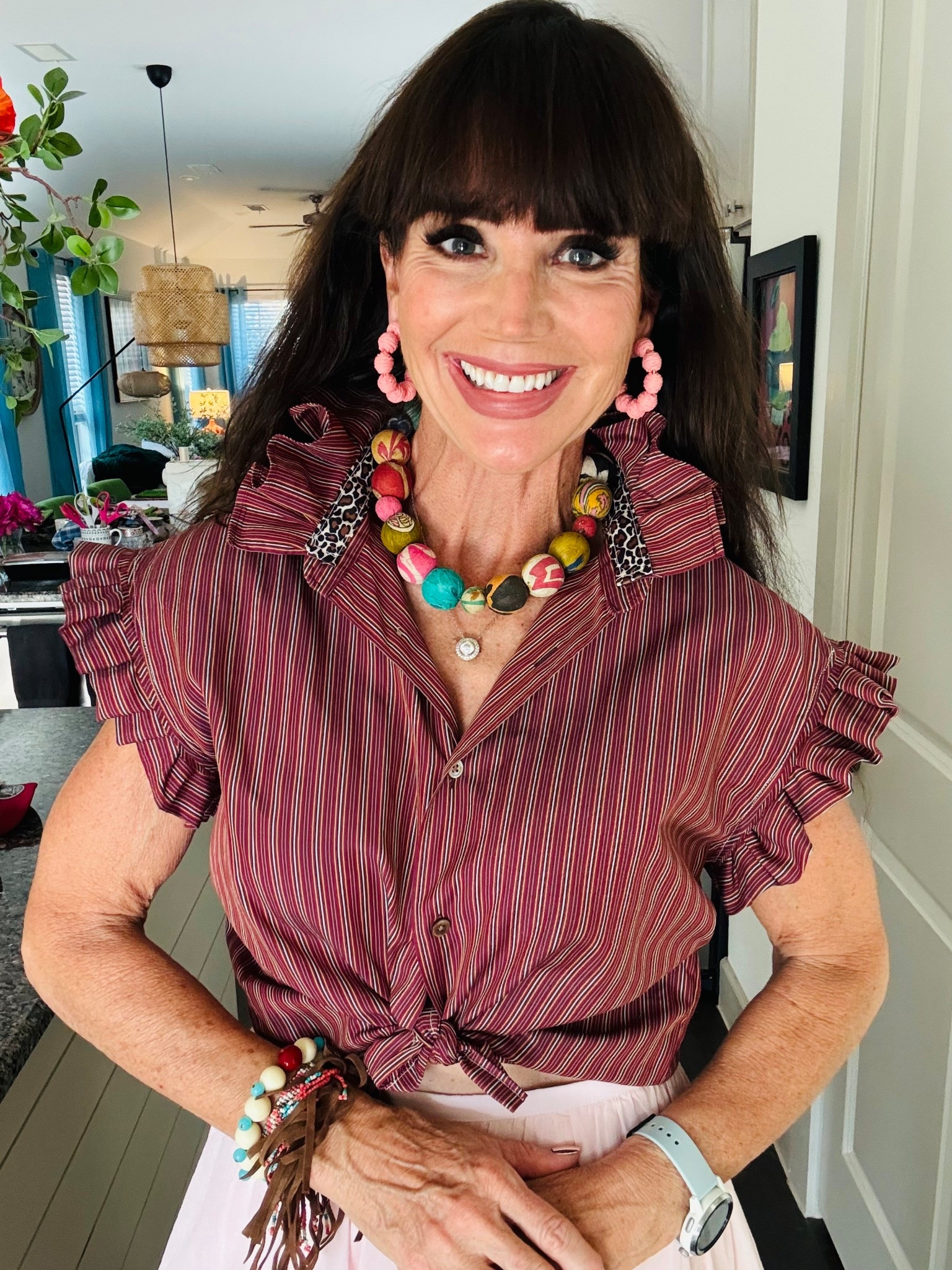 My thrifted shirt upcycle! ♻️ I’m getting better each time! 

#LTKdayinmylife #LTKootd #LTKOver40