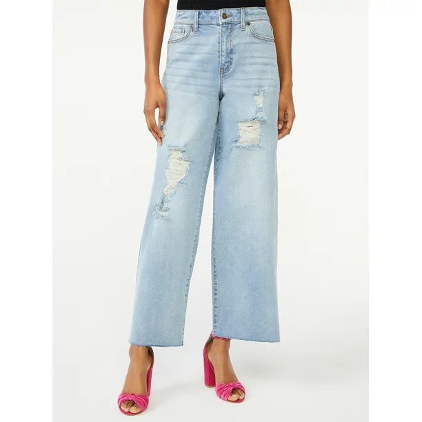 Scoop Women's Marietta Cropped Wide Leg Jeans - Walmart.com | Walmart (US)