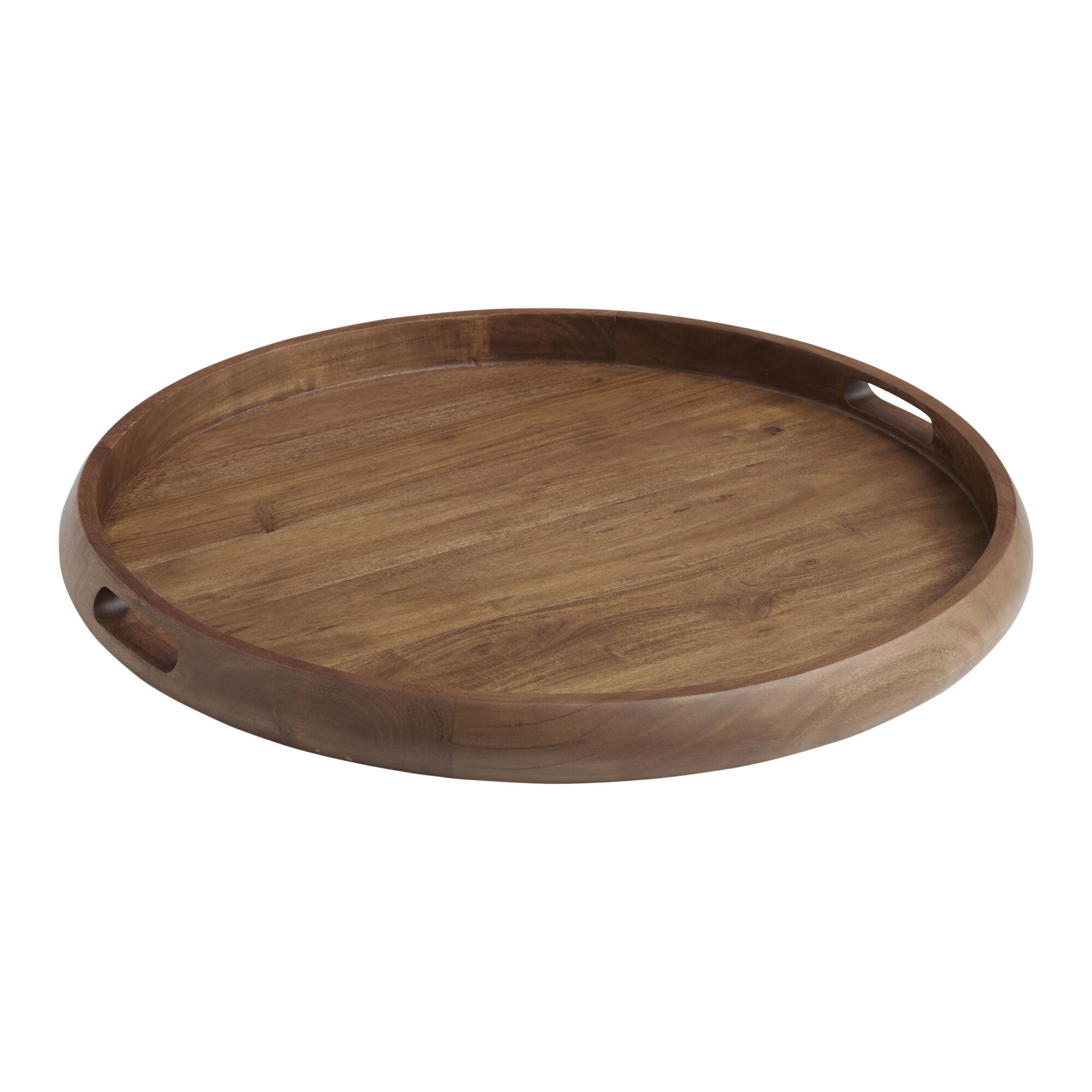 Colette Round Warm Chestnut Ottoman Tray | World Market