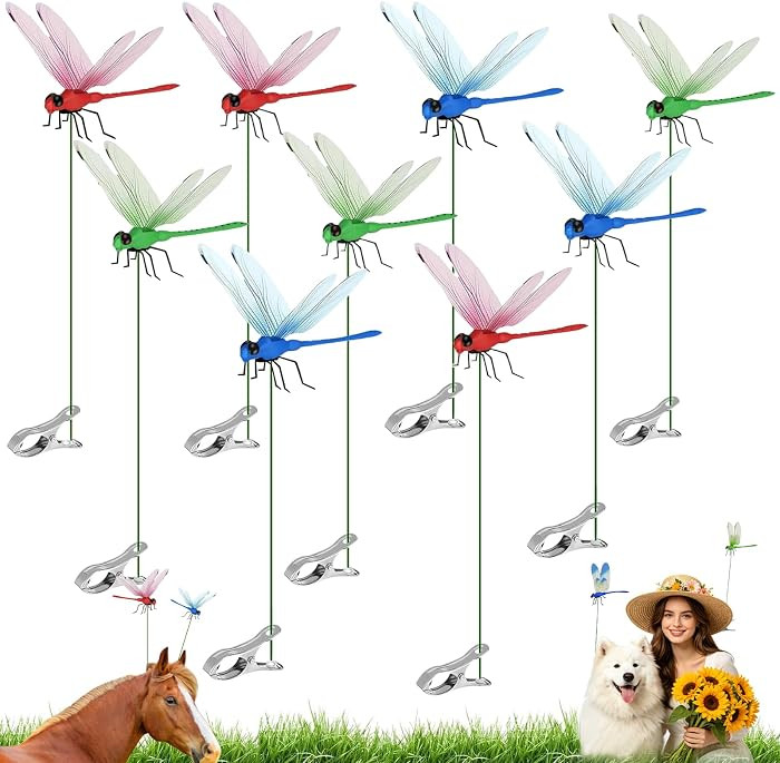 9 PCS Dragon Fly Clips for Bugs Repellent, Dragonfly Clip Bug Repellent, Dragonfly Clips to Keep ... | Amazon (US)
