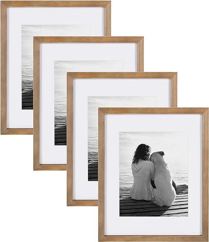 DesignOvation Gallery 11x14 matted to 8x10 Wood Picture Frame, Set of 4, Rustic Brown, 4 Count | Amazon (US)