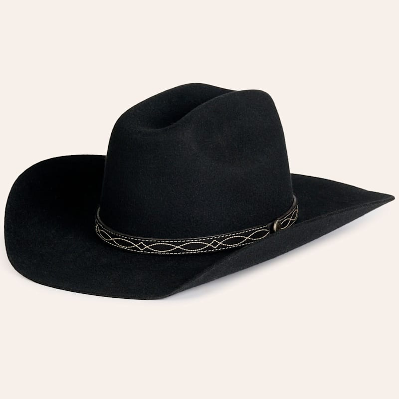 Rockin' C Women's Black Cattleman Creased Boot Stitched Band Felt Cowboy Hat | Cavender's