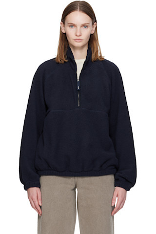 Navy Woolly Fleece Sweater | SSENSE