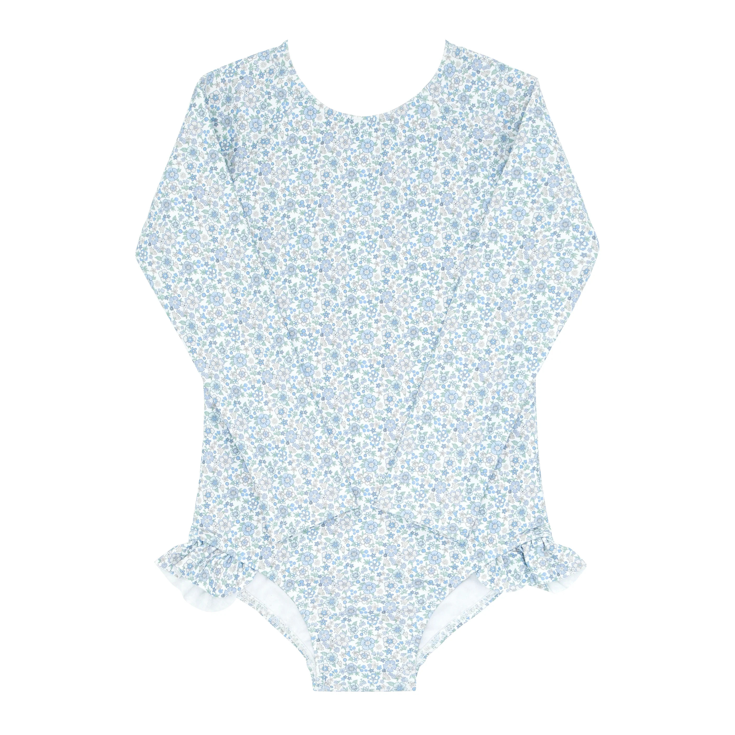 girls slate floral rashguard one piece | Minnow