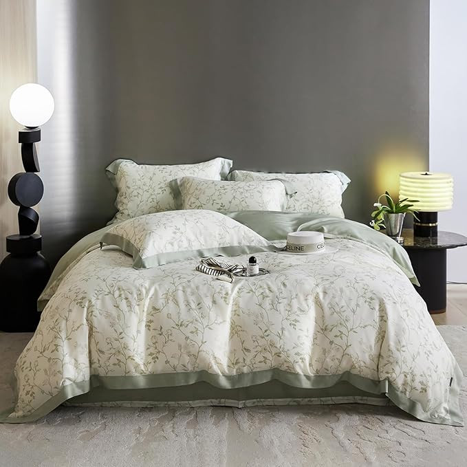 OTOB 100% Lyocell Twin Duvet Cover Set 3 Pieces, Breathable Floral Twin Duvet Covers, Luxury Soft... | Amazon (US)