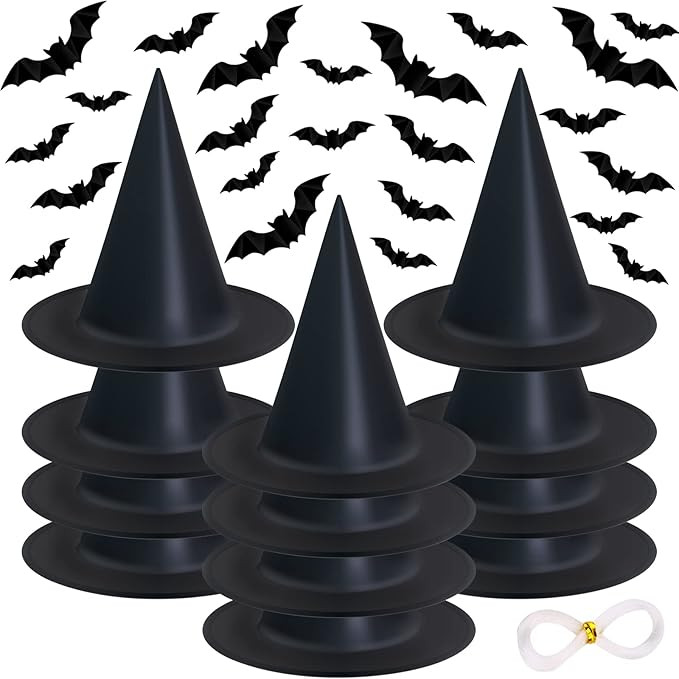 Tepoobea 12 Pack Halloween Decorations Black Witch Hat, Indoor Outdoor Halloween Decor Costume Ac... | Amazon (US)