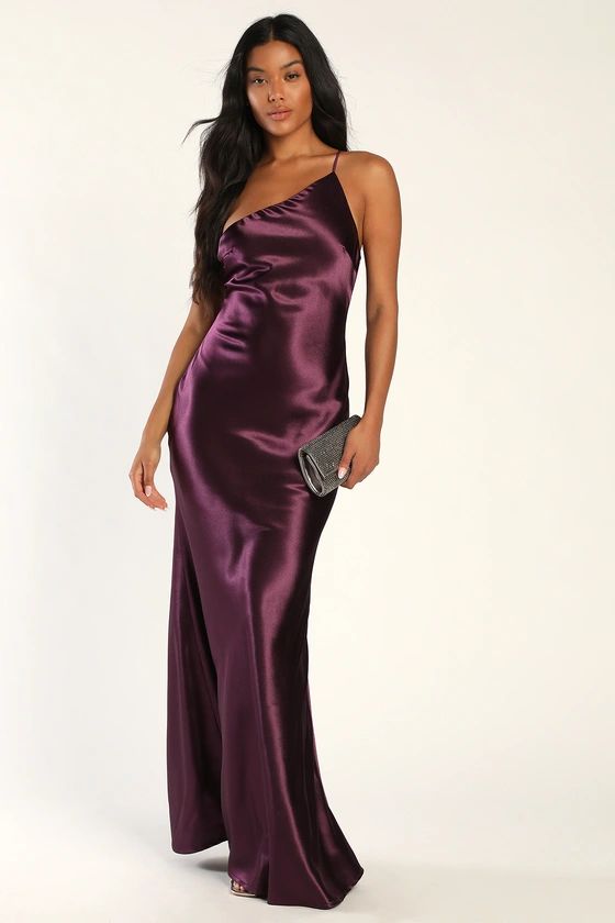 Forever Begins Now Purple Satin One-Shoulder Maxi Dress | Lulus (US)