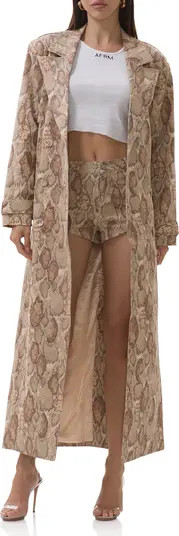 AFRM Earhart Snakeskin Print Trench Coat | Nordstrom | Nordstrom