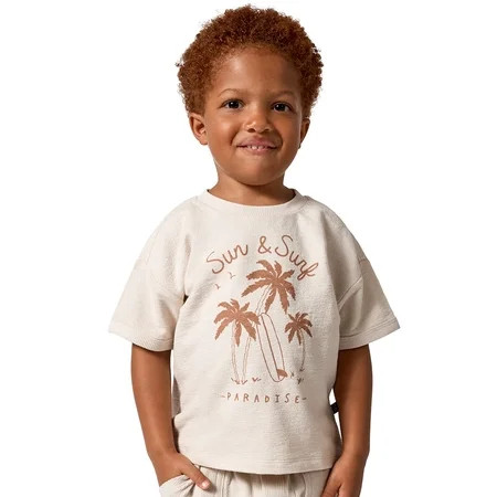 Modern Moments by Gerber Baby and Toddler Boy Loose Fit Ringer Organic Top, Sizes 0/3 Months - 5T | Walmart (US)