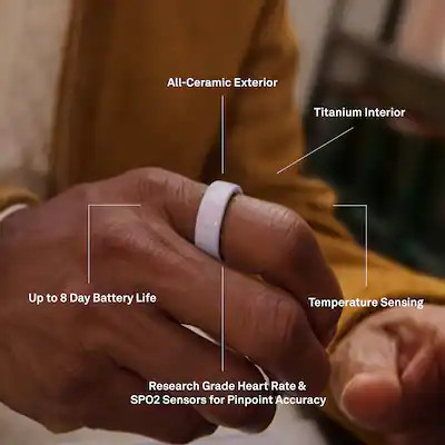 Oura - Ring 4 Ceramic - Smart Ring - Size Before You Buy with OR4 Sizing Kit - Size 8 - Cloud - (... | Best Buy U.S.