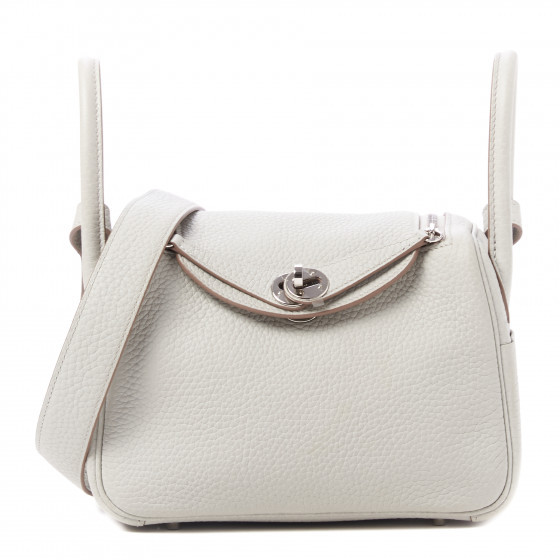 HERMES Taurillon Clemence Mini Lindy 20 Gris Perle | FASHIONPHILE (US)