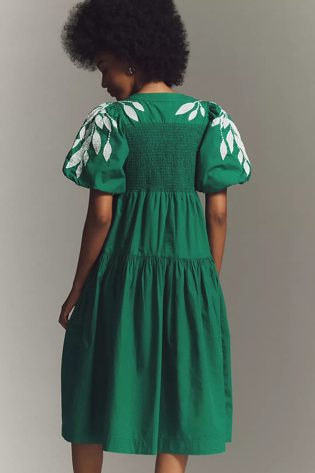 By Anthropologie Short-Sleeve Embroidery Appliqué Maxi Dress | Anthropologie (US)