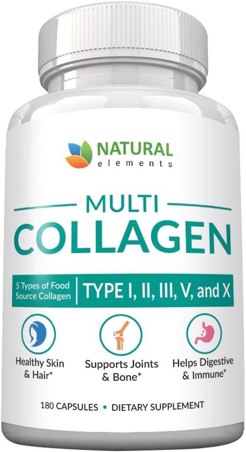 Multi Collagen Protein Capsules - 180 Collagen Capsules - Type I, II, III, V, X Collagen Pills - ... | Amazon (US)