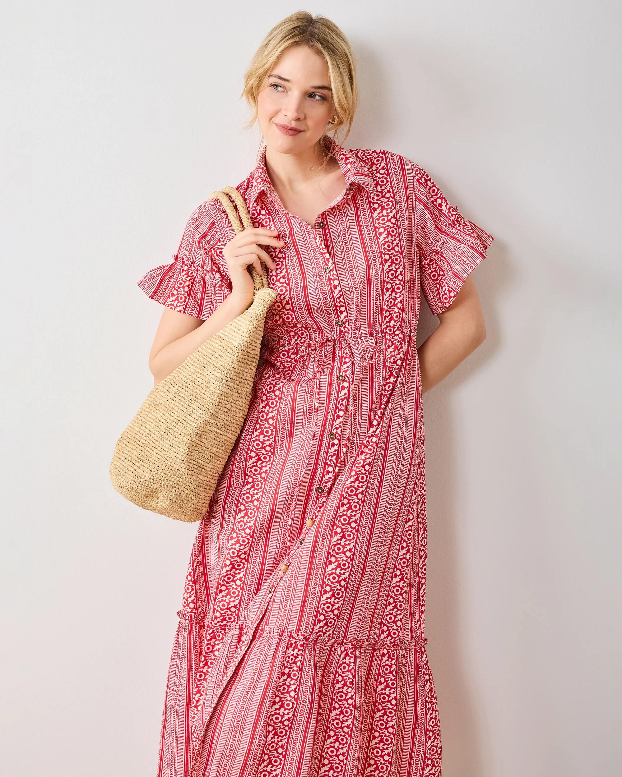 PF + Pencil & Paper Co. Red Paisley - Gwen Dress - Crimson | Printfresh