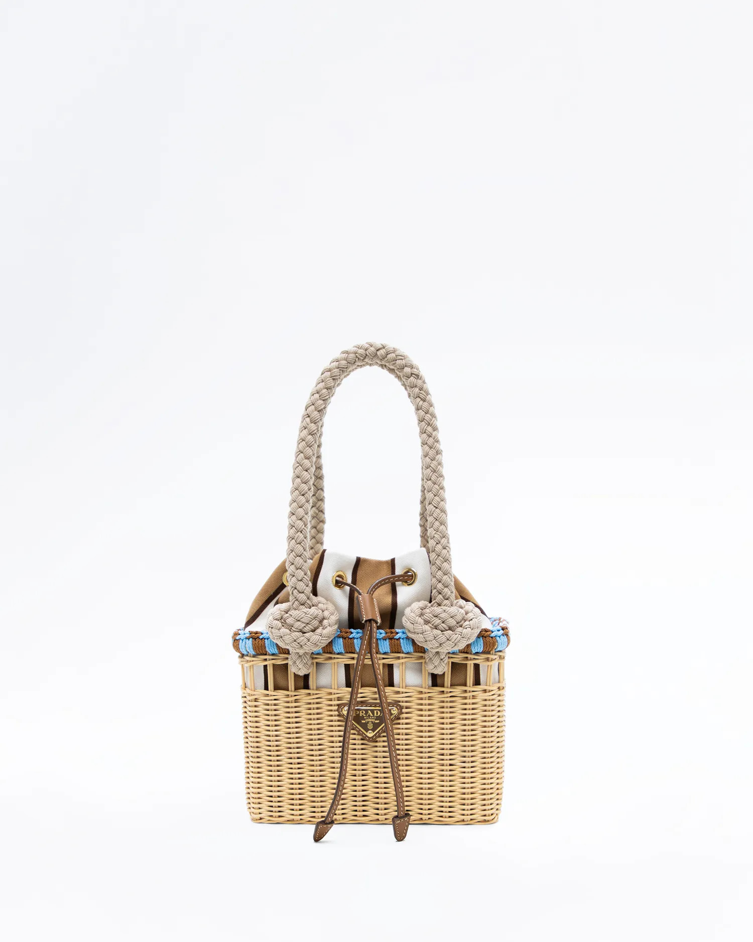 Wicker and Canvas Mini Shoulder Bag | Vivrelle
