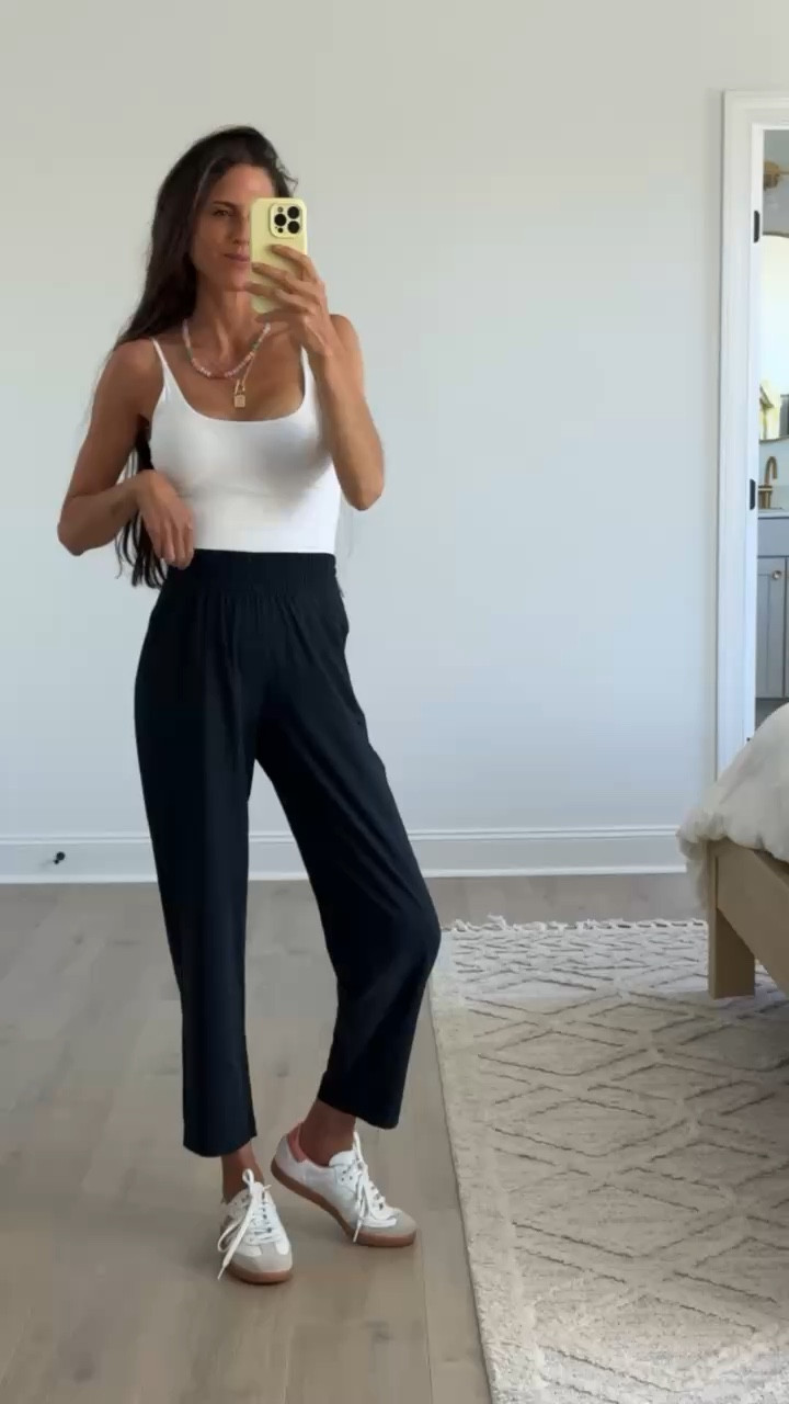 An easy outfit formula that never fails. Basic tank + relaxed pants + sneakers = effortless and practical.

#LTKmomlife #LTKSeasonal #LTKootd