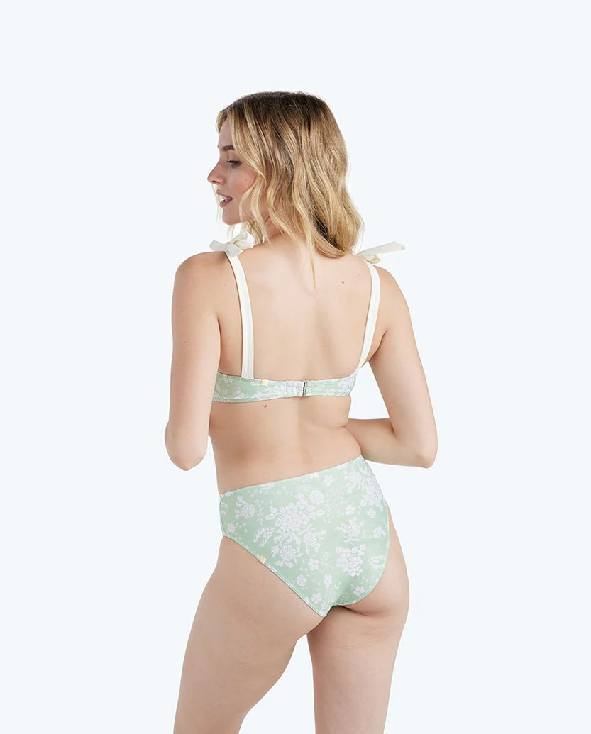 The Tie Oasis Bikini Top - Vintage Floral in Ivy | SummerSalt