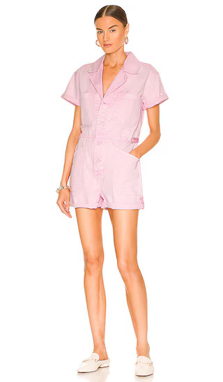 Parker Short Sleeve Romper in Aurora Pink Acid | Revolve Clothing (Global)