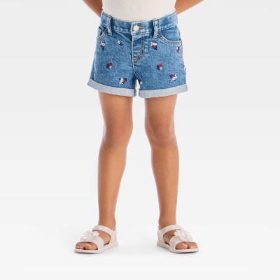 Toddler Girls' Floral Embroidered Denim Shorts - Cat & Jack™ Medium Wash 5T | Target