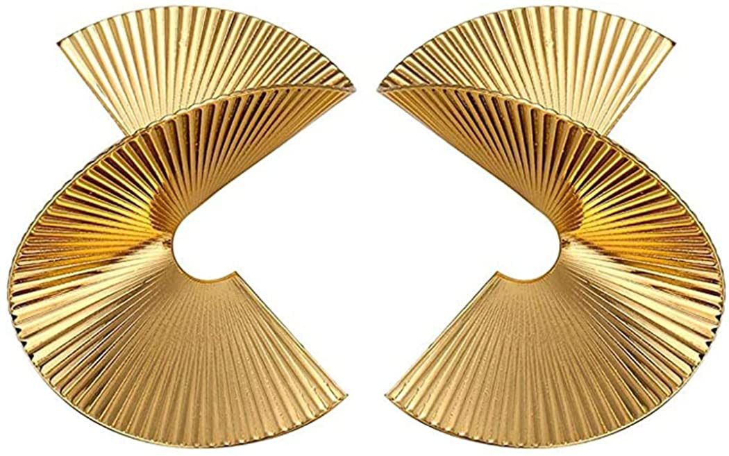 Bmadge Gold Geometric Earrings Exaggerated Statement Earrings Punk Stylish Sectored Twisted Earri... | Amazon (US)