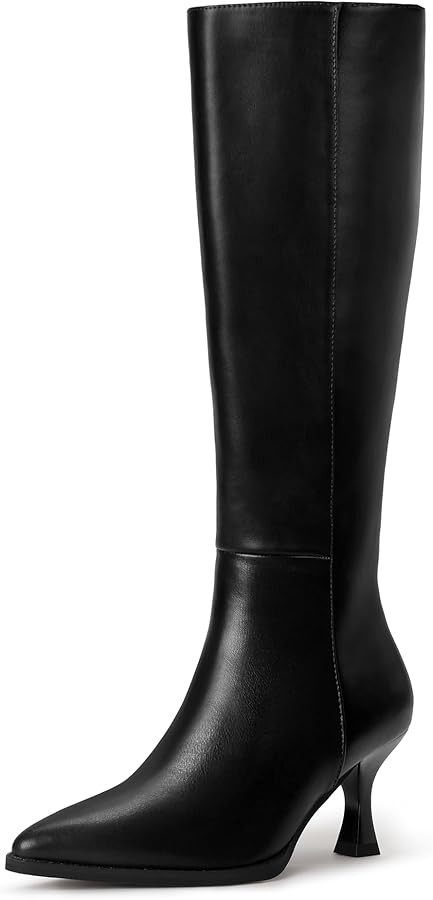 IDIFU Women's IN3 Knee High Tall Boots Gogo Pointed Toe Low Kitten Heel Long Fall Boot Side Zippe... | Amazon (US)