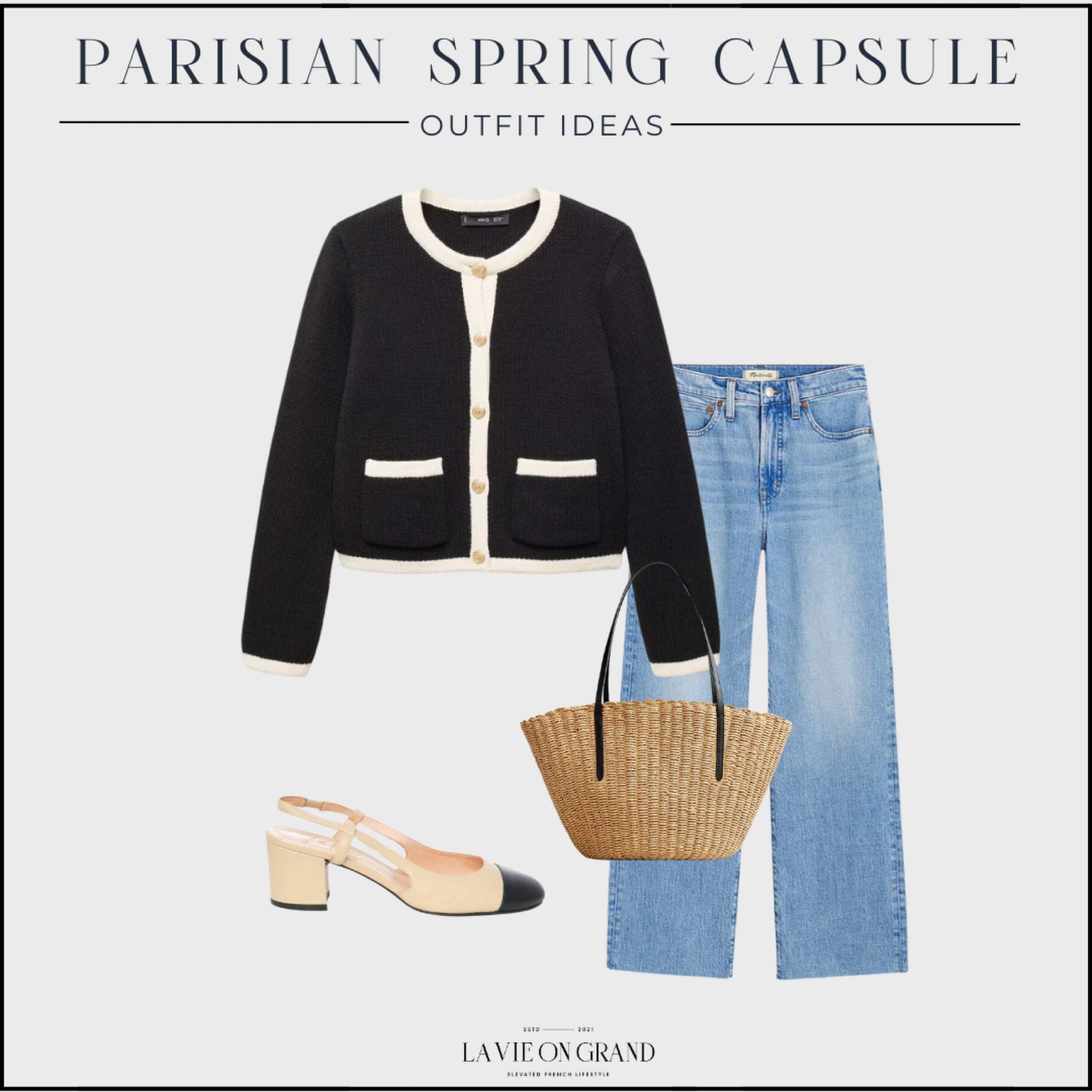 Parisian Spring Capsule
Capsule Wardrobe
Alex Mill Paris Sweater
Madewell Crop Denim
J. Crew Tote
Two tone pumps

#LTKover40 #LTKstyletip