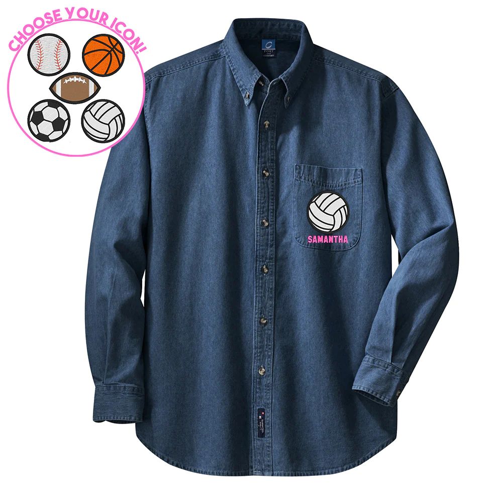 Make It Yours™ Sports Icon Oversized Denim Shirt | United Monograms