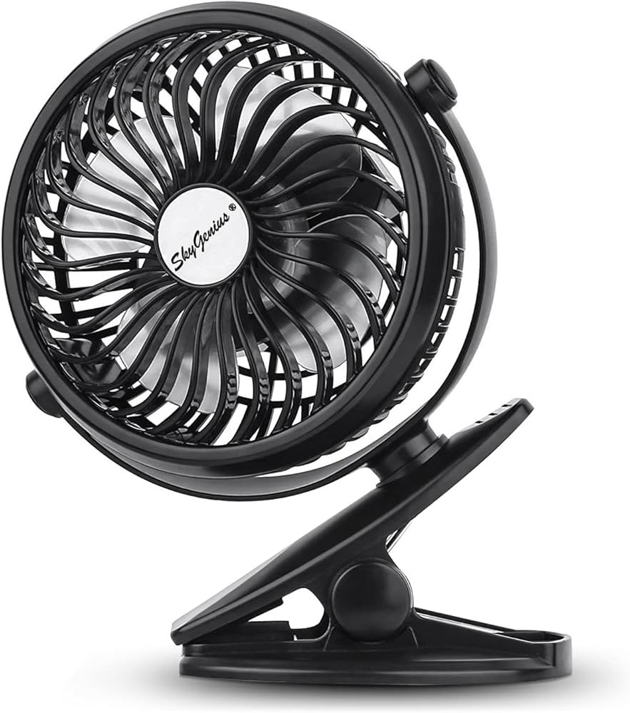 SkyGenius Battery Operated Clip on Mini Desk Fan, Black | Amazon (US)