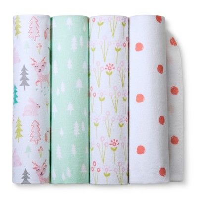 Flannel Baby Blankets Forest Frolic 4pk - Cloud Island™ Pink | Target