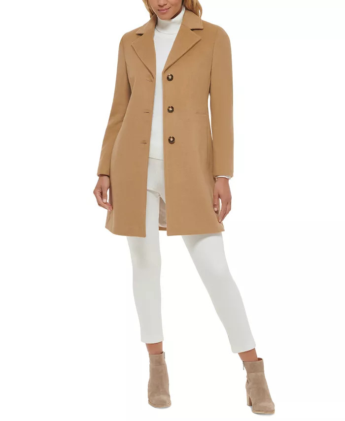 Women's Single-Breasted Wool Blend Coat | Macy's
