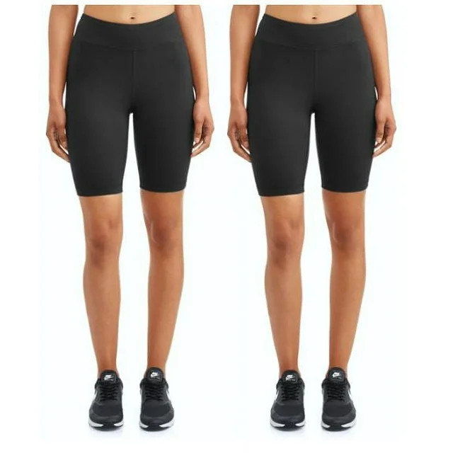 Athletic Works Womens Mid Rise 9" Bike Short, 2 Pack | Walmart (US)